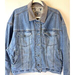Blue Age Women's Denim Jacket with Corduroy Collar and Lining Medium Cowgirl